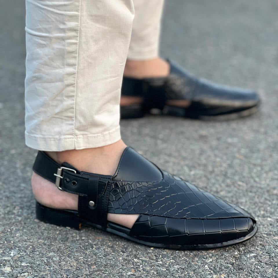 Hand Stitched Textured Black Kheri