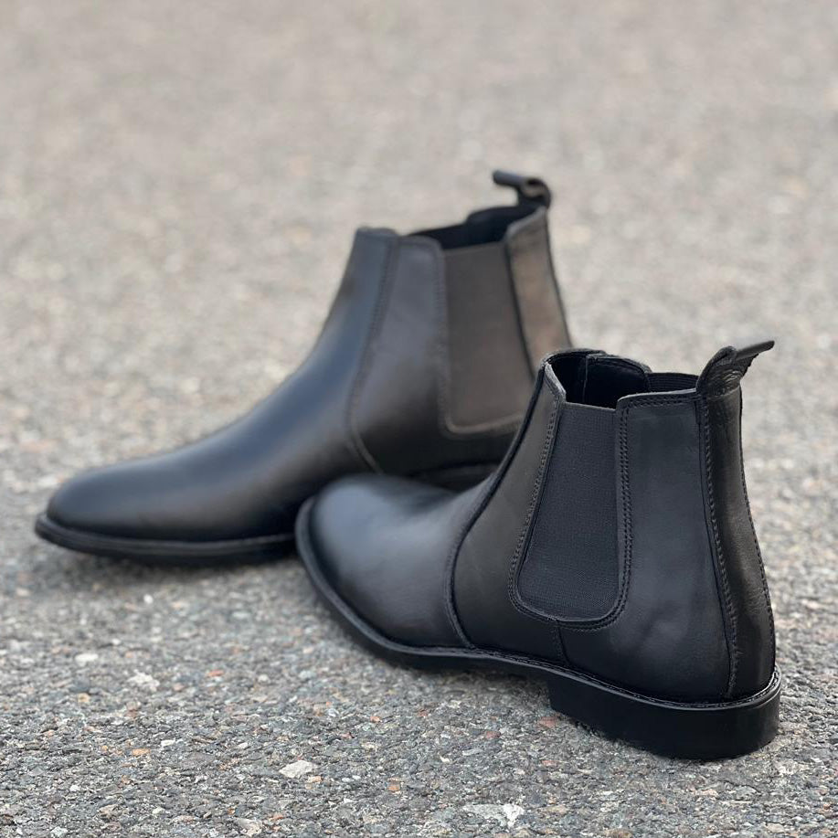 Black Leather Chelsea Boots