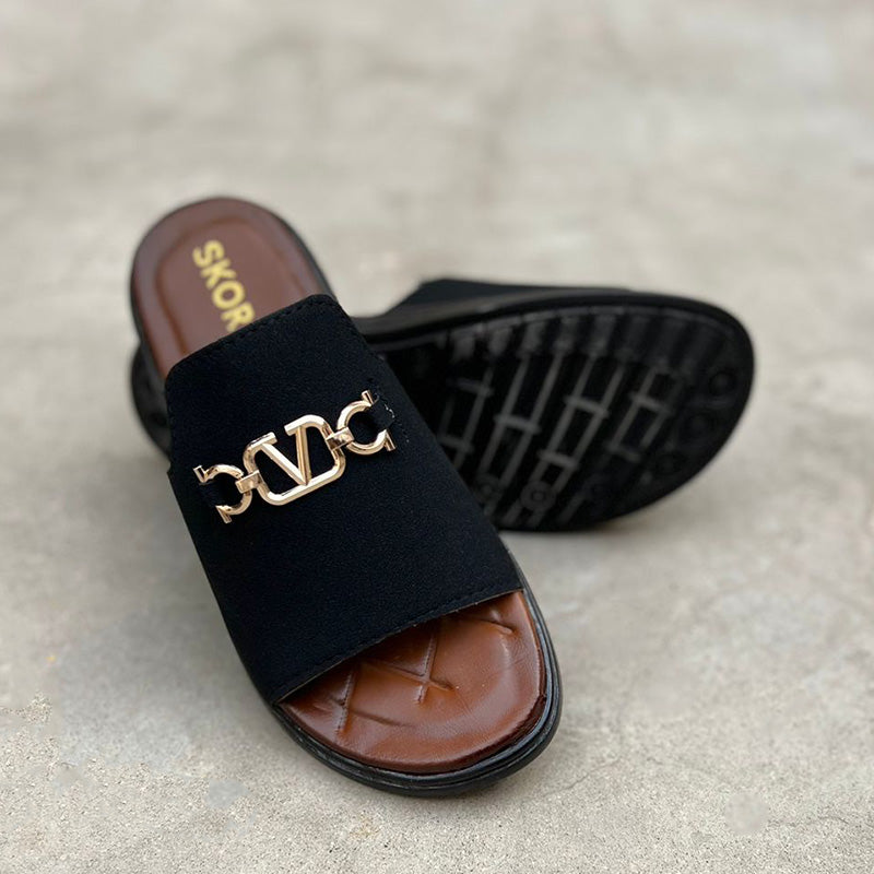 Hand Stitched Suede Black Chappal