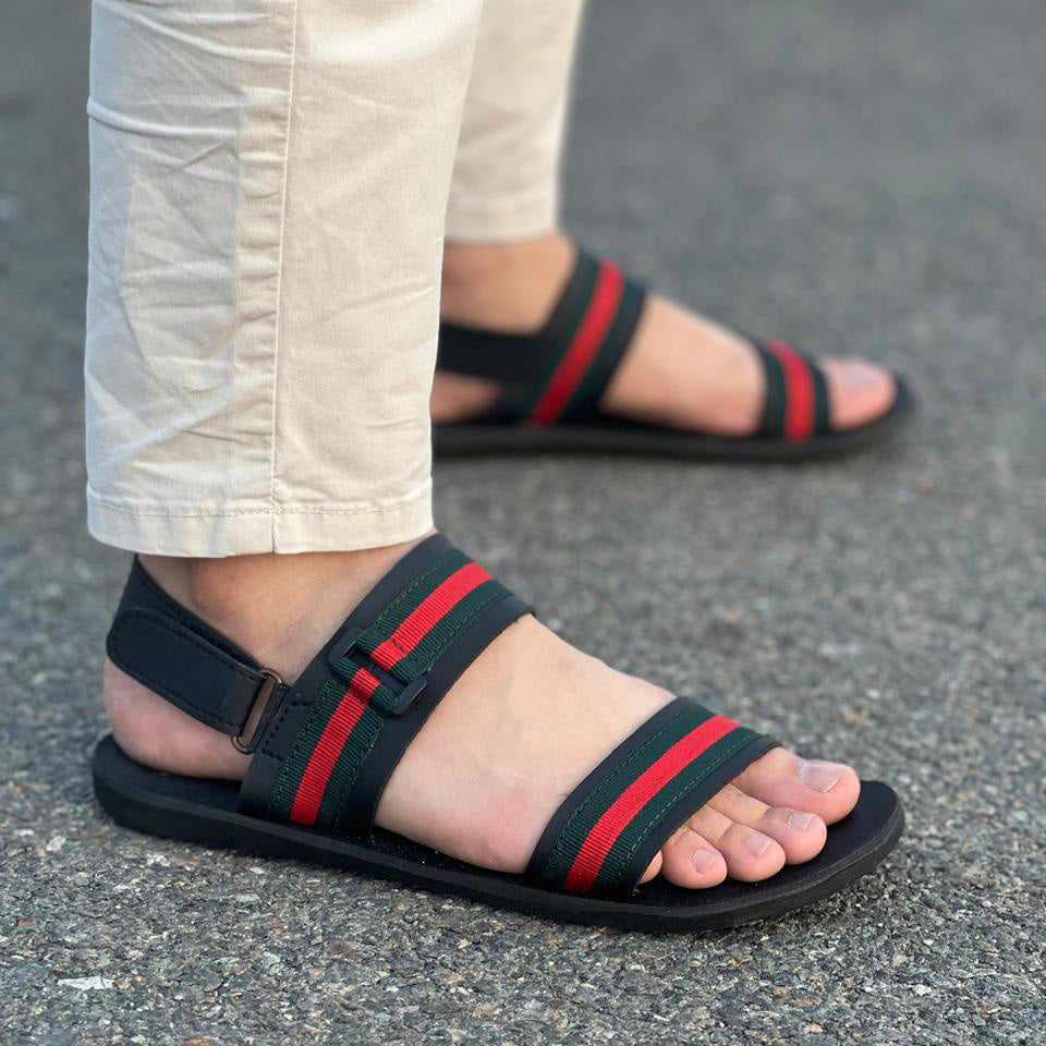 The Red and Green Strip Sandal