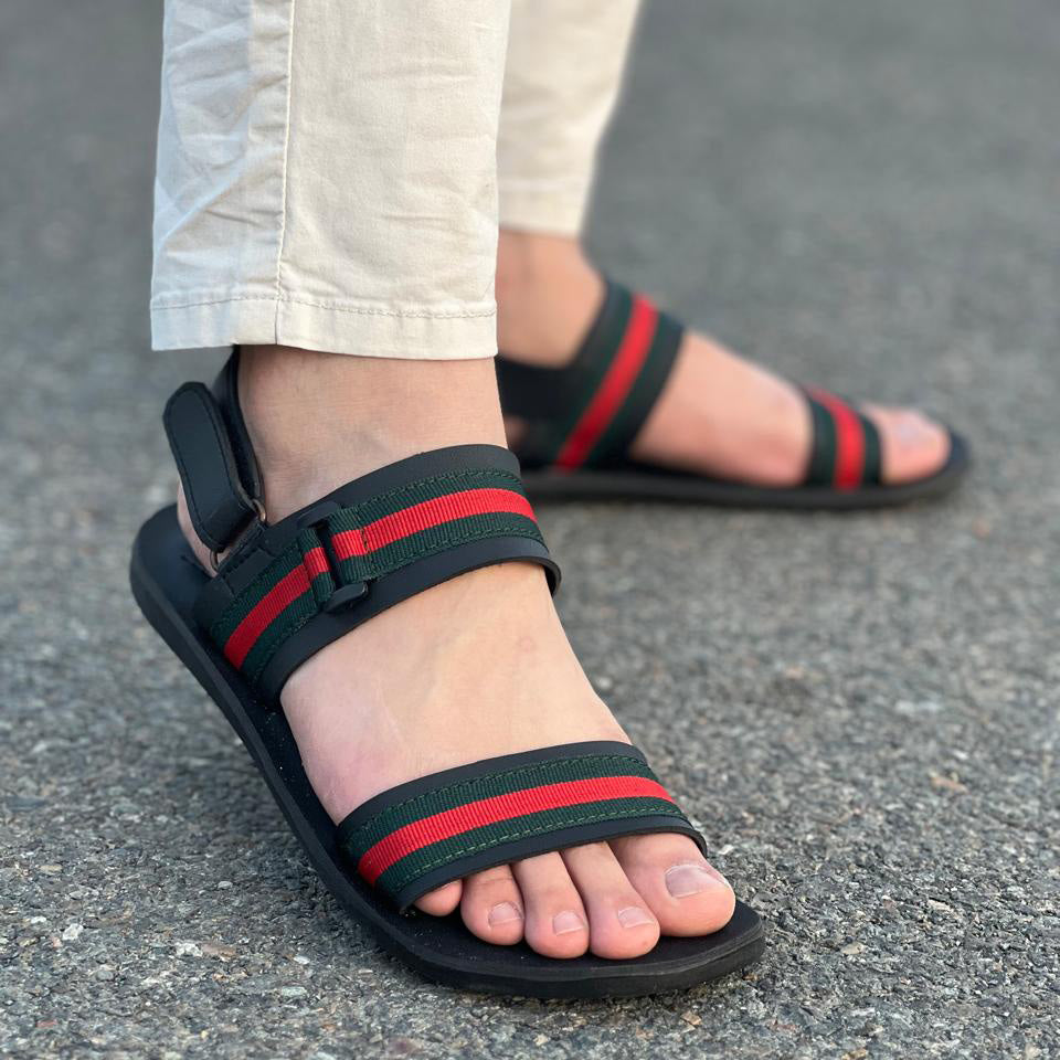 The Red and Green Strip Sandal