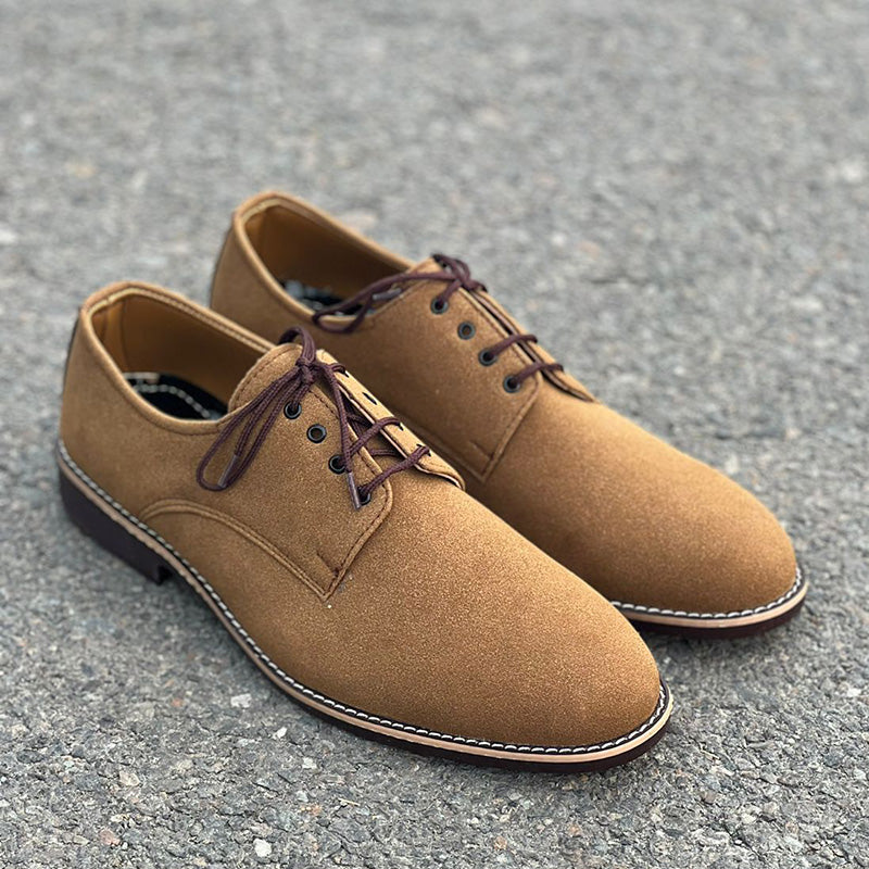 Handmade Sueded Brown Lace Shoes