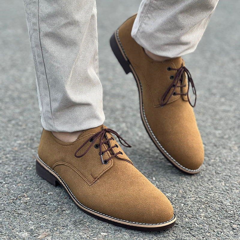 Handmade Sueded Brown Lace Shoes