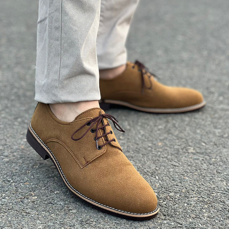 Handmade Sueded Brown Lace Shoes