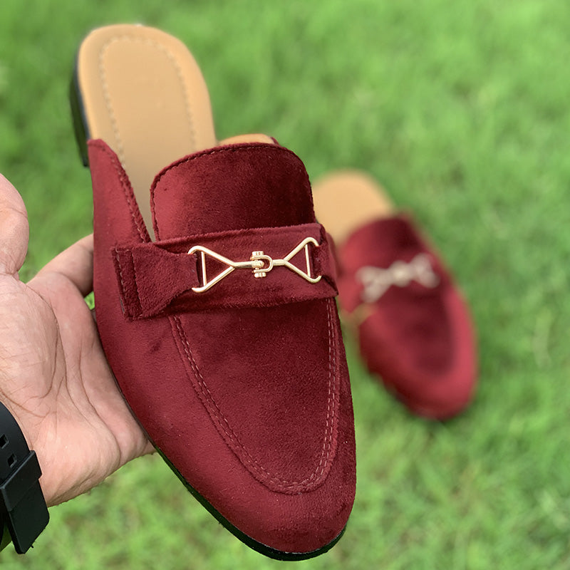 Hand Stitched Maroon Suede Mule